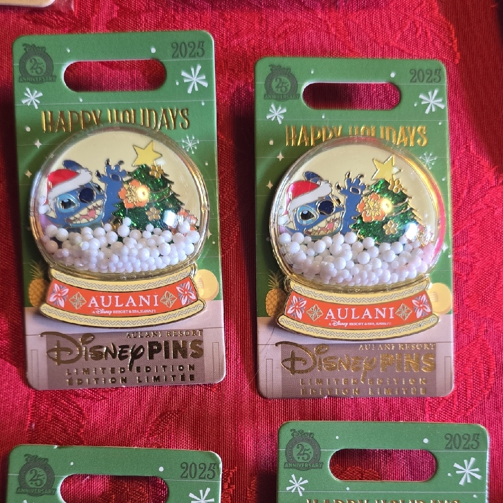 Disney Aulani Holiday Pin with Green and Red Accents